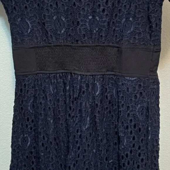 EShakti Women’s Navy Lace & Black smocked waist dress, pockets, Sz 12 - Picture 8 of 12